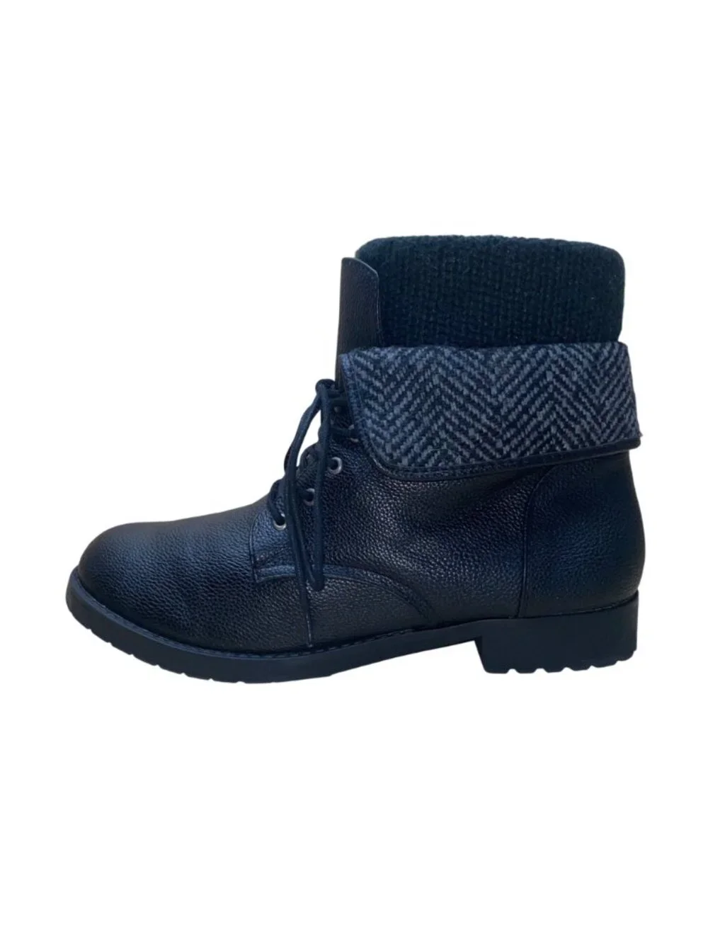 Torrid Women’s Black Faux Leather Side Zipper Fold-Over Ankle Boots Size 12W